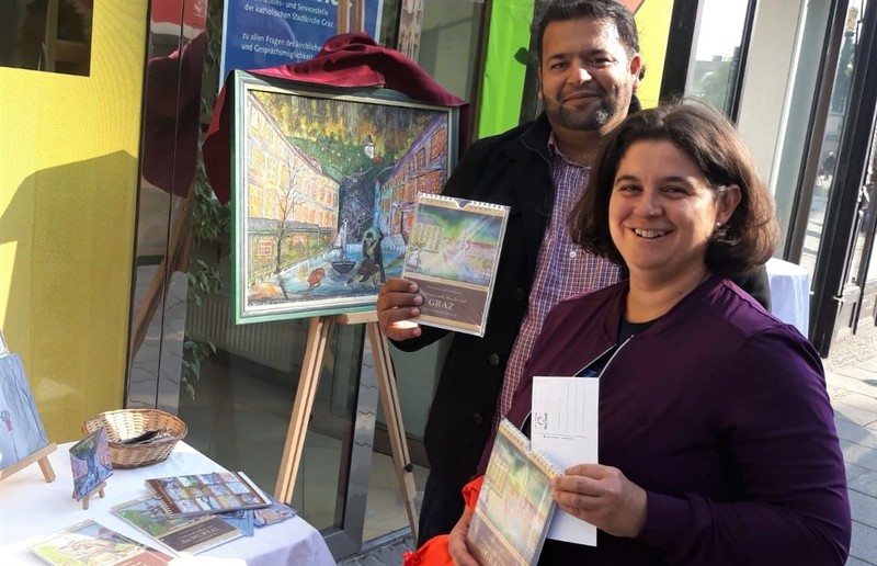 Foto: Robert H. | Künstler Ibnul Mehdi mit PA Esther Murg