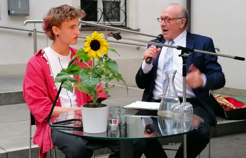 Moderator Anton Christian Glatz im Gespräch mit Gerhard Freisinger / Robert Hautz