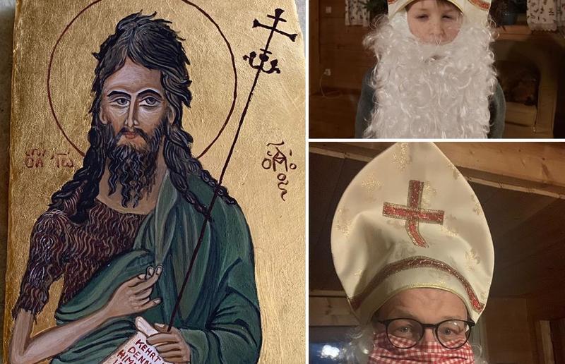Wir sind Nikolaus, Ikone Johannes der Täufer auf Sölker Marmor / J. Kabas